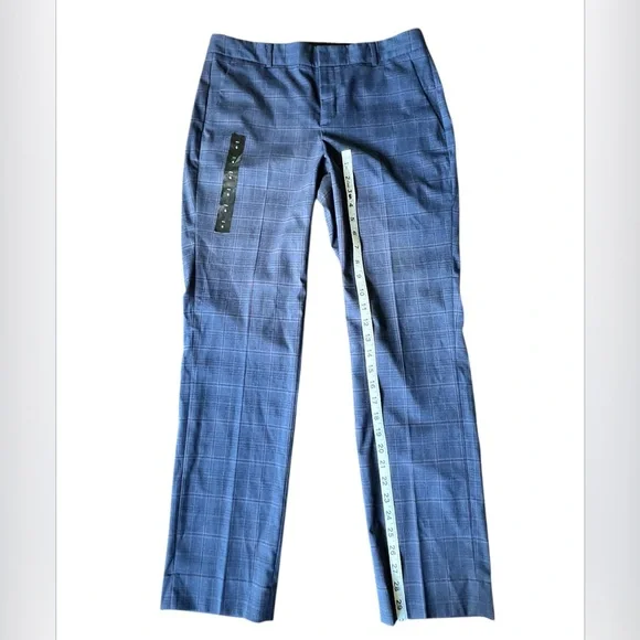 Banana Republic NEW Ryan Women’s Navy Blue Plaid Slim Straight Leg Pants Trouser - Picture 14 of 15